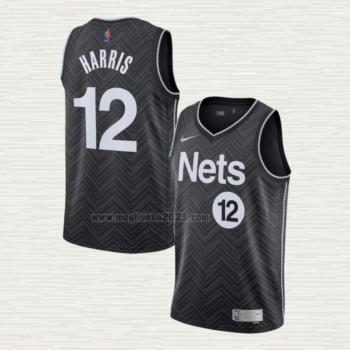 Maglia Joe Harris NO 12 Brooklyn Nets Earned 2020-21 Nero
